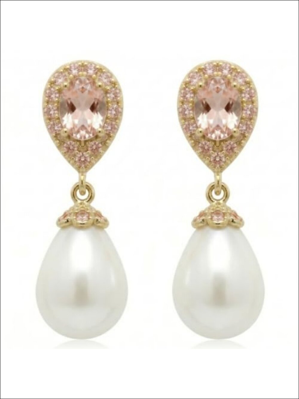 Pearl Drop Clip-On Earrings with CZ Crystal Accents